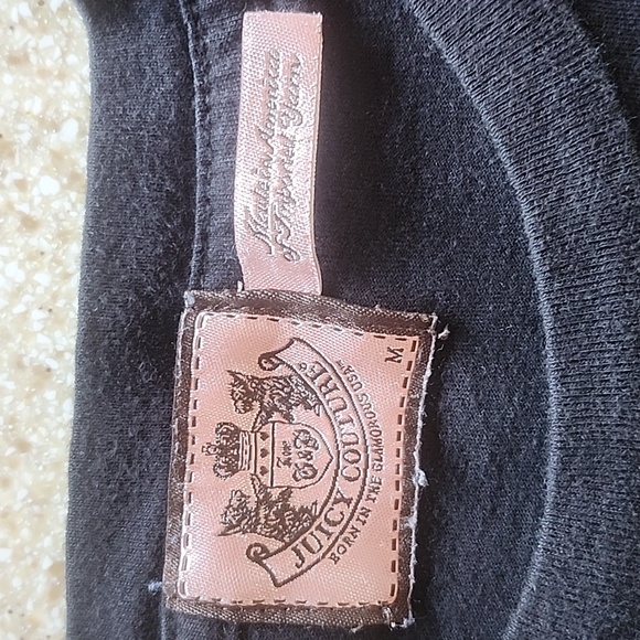 Juicy Couture Terrier Dog Black Fringe T- Shirt Size M - Picture 5 of 8